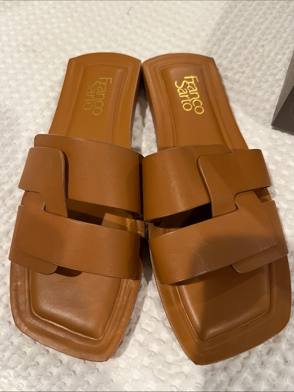 Franco Sarto Tan Leather Slide Sandals